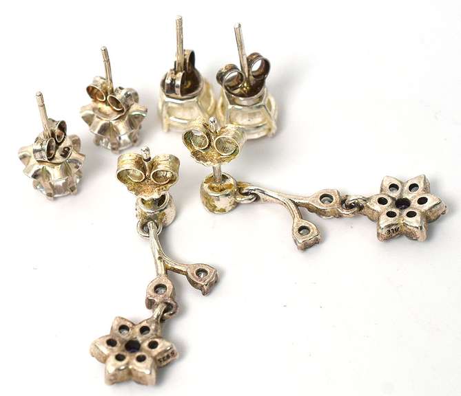 Lot of 3 Pairs of Sterling Silver Earrings