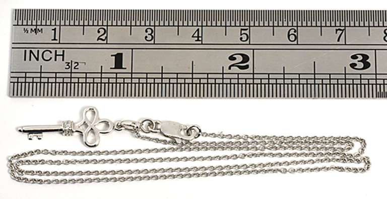 Charming Key Pendant & Diamond Necklace in 14K WG