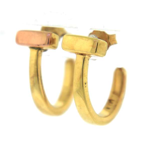 Nice Yellow Gold T Bar J Hoop Earrings