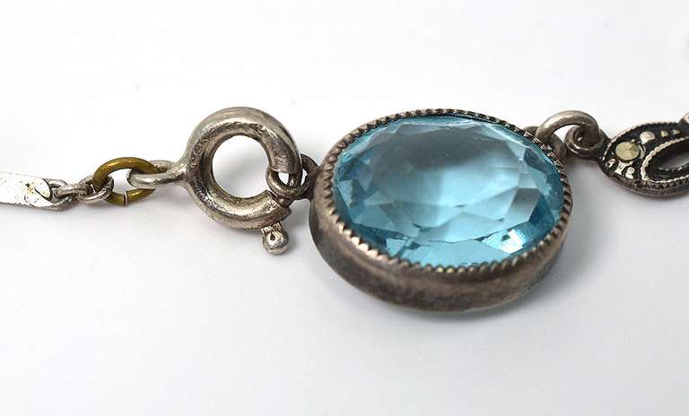 Sweet Blue Topaz & Bow Bracelet in Sterling Silver