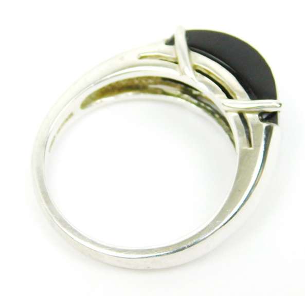 Sleek Sterling Black Onyx Saddle Ring, 9.25