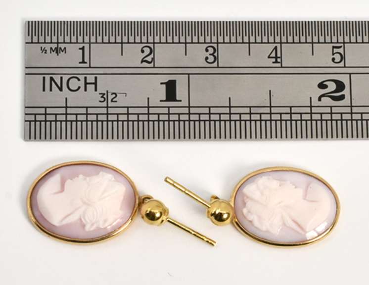 Dangling Angel Skin Coral Cameo Earrings