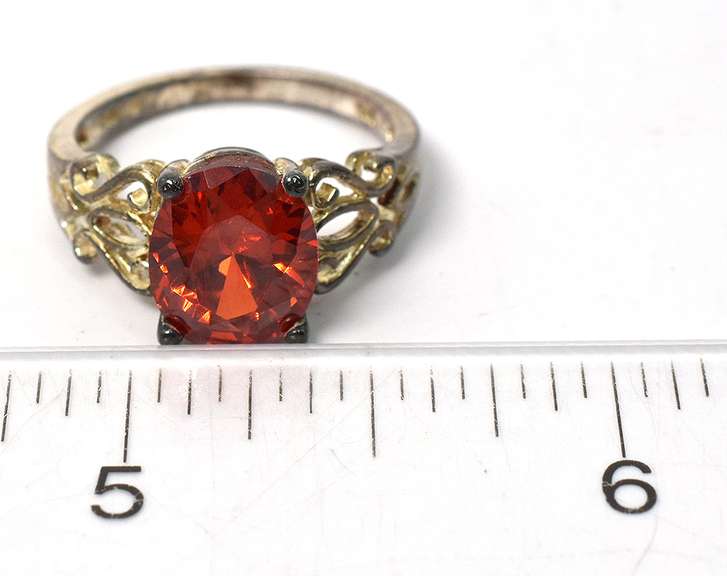 Bold Orange Stone Ring in Sterling Silver