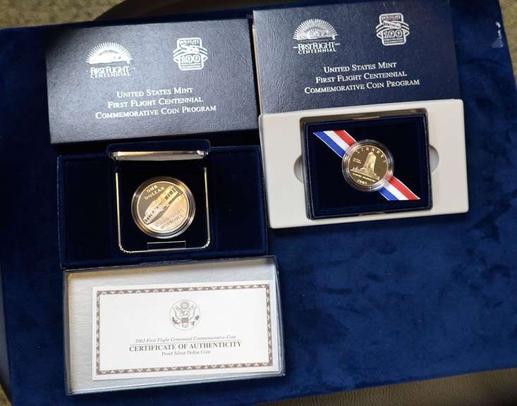2003 First Flight Silver Dollar and Half Dollar Proof Coins in OGP