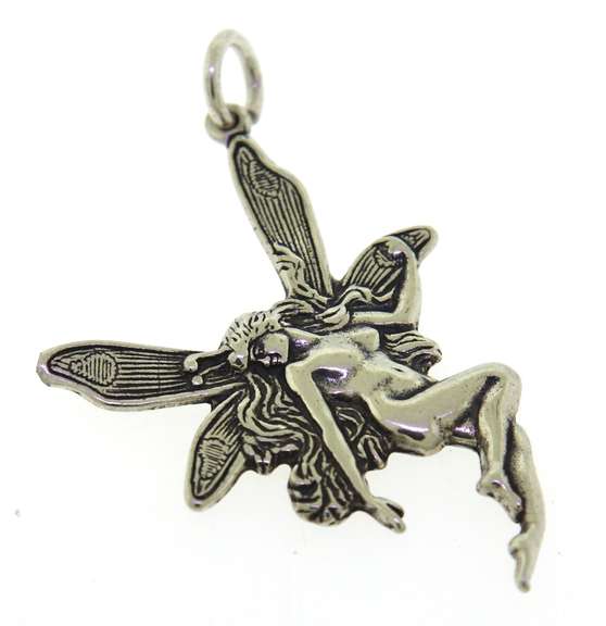 Vintage Sterling Silver Fairy Pendant