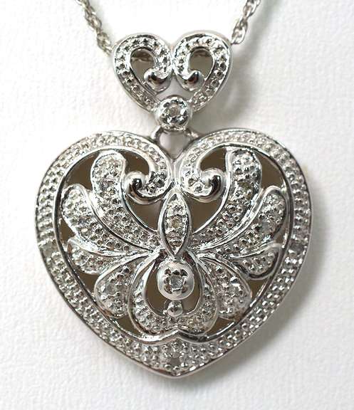 Elegant  Sterling Silver  Heart Necklace