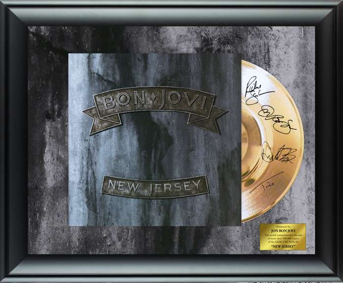 Bon Jovi New Jersey Facsimile Autographed Gold Record Award