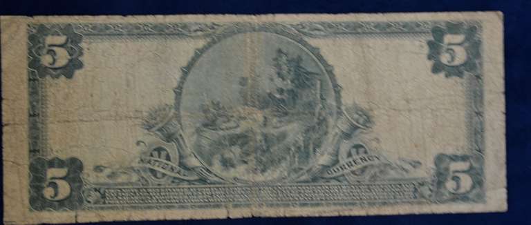 1902 Series National Bank Note Bank Of Pittsburg 5 Dollar Note Circulated