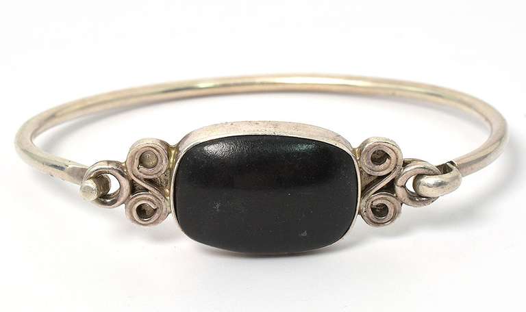 Sterling Sliver Black Cabochon Bracelet