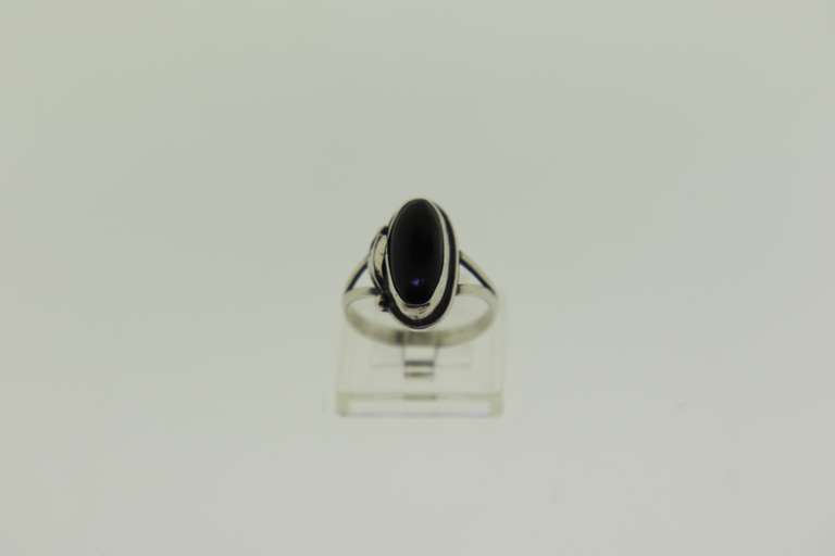 Vintage Sterling Silver Black Onyx Ring