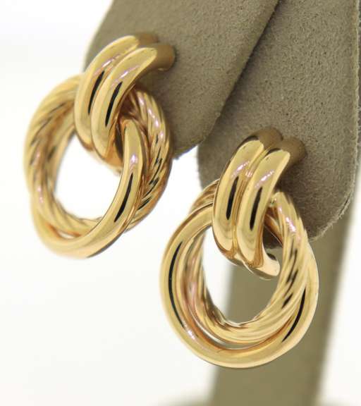 Fancy Yellow Gold Interlocking Circle Earrings