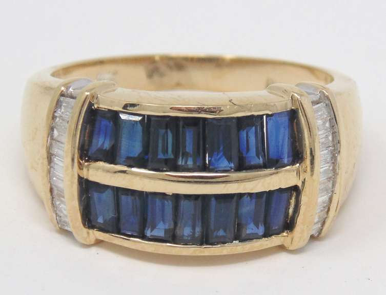 Glamorous Yellow Gold Sapphire & Diamond Ring