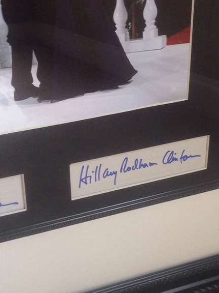 President Bill and Hillary Clinton Autographed Photo Display