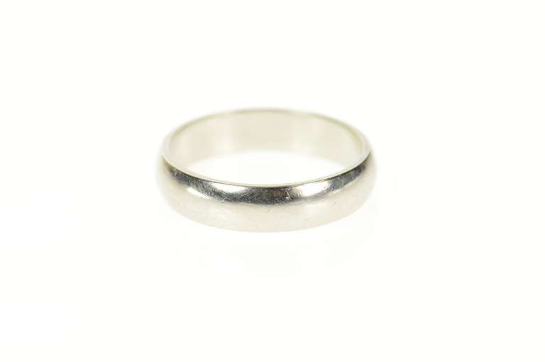 Platinum 3.9mm Rounded Classic Simple Wedding Band Ring