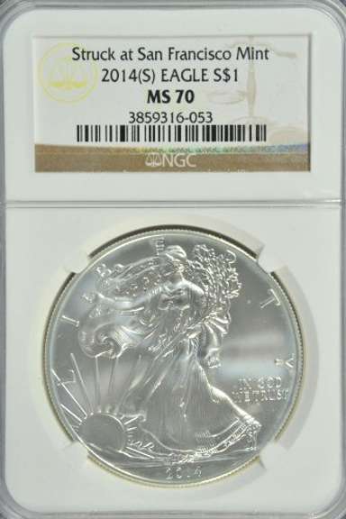 Special 2014(S) San Fran Mint $1 Silver Eagle. NGC MS70