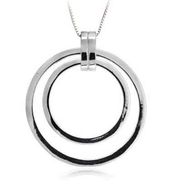 Sterling Silver Celebrity Inspired Double Circle Pendant