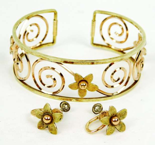 Vintage Krementz Gold-Filled Cuff & Earrings