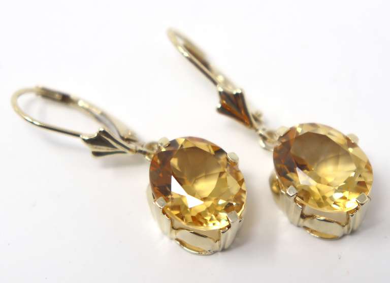 Fancy 14kt YG Oval Cut Citrine Dangle Earrings