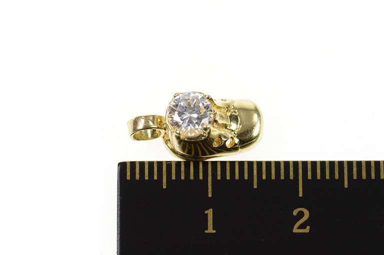 10K Yellow Gold Round CZ Baby Shoe Bootie Sneaker Charm/Pendant