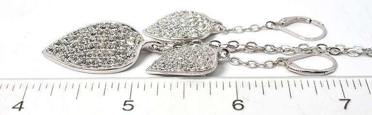 Sterling Silver White Stone Necklace and Earrings Set