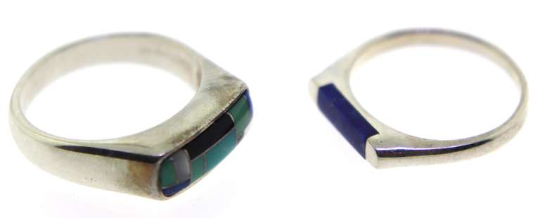 Sterling Silver Lot Of Two Lapis Ring