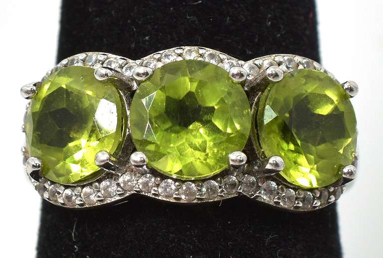 Sterling Silver Green Stone Ring