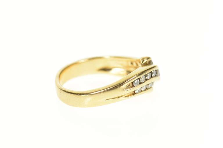 14K Yellow Gold 0.63 Ctw Wavy Diamond Channel Men's Band Ring