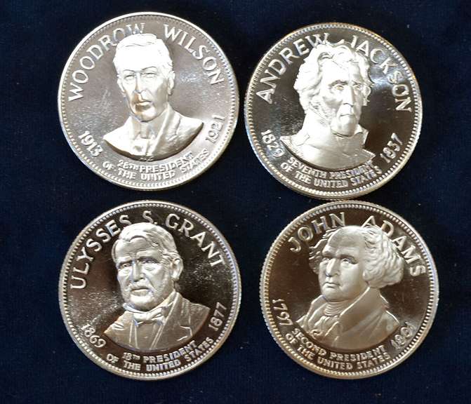 Lot Of 4 Sterling Silver President Medals