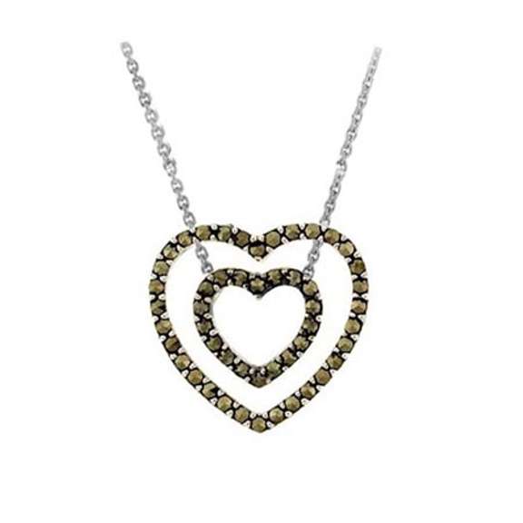 Sterling Silver 3-in-1 Marcasite Open Heart Pendant