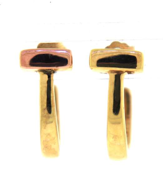 Nice Yellow Gold T Bar J Hoop Earrings