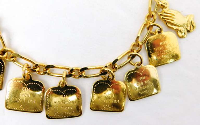 Vintage 10 Commandments Charm Bracelet