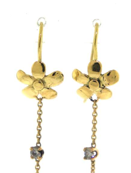 Fabulous 18kt Fower Dangle Earrings w Citirne and Diamond