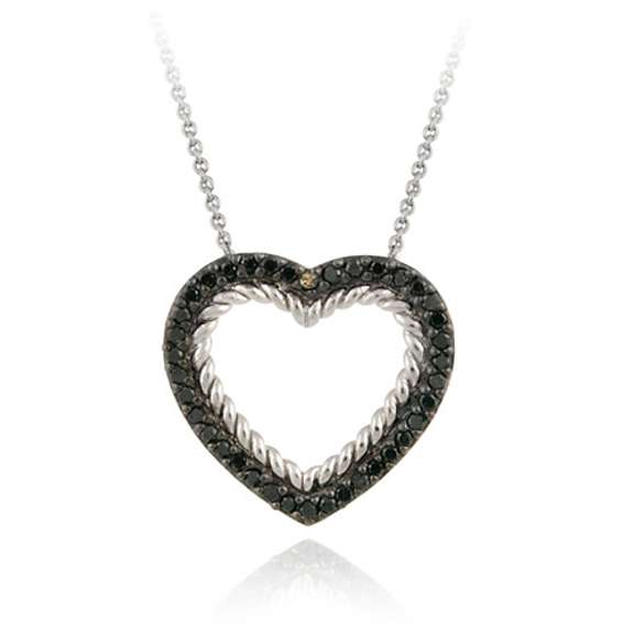 Sterling Silver 2/5ct Champagne Diamond Open Heart Pendant