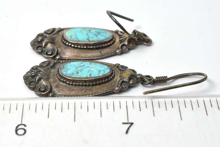 Vintage Sterling Silver Turquoise Earrings