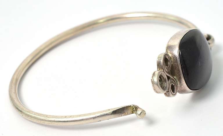 Sterling Sliver Black Cabochon Bracelet