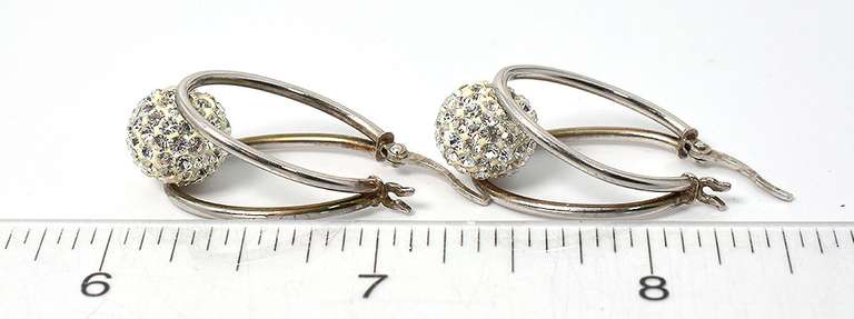 Set Of Sterling Silver White Stone Earrings