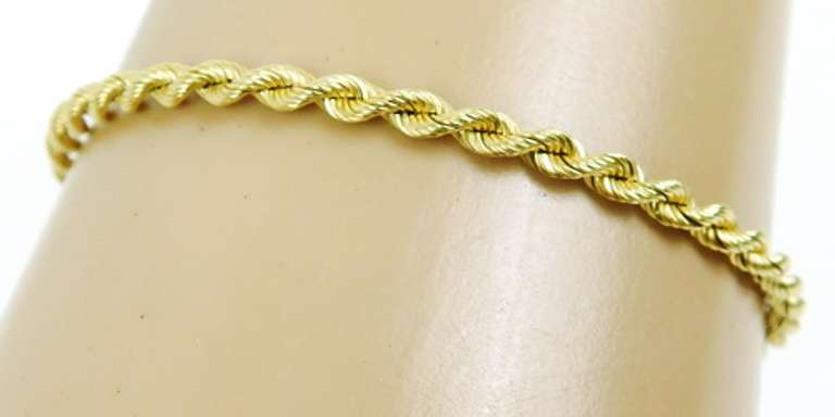 14K Yellow Gold Rope Chain Bracelet