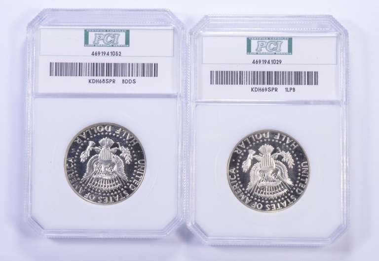 (2) PR67 1968-S & 1969-S Silver Clad Kennedy Half Dollars - Graded PCI
