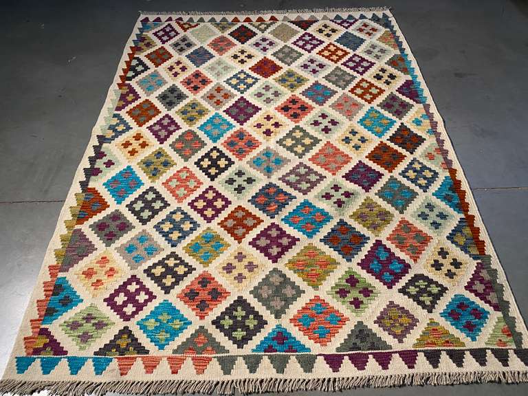 COLORFUL HAND KNOTTED KLIM 5x6.7