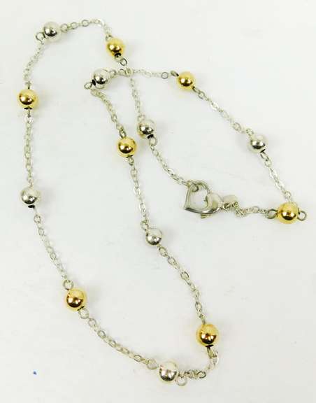 Sterling & 14K Gold Bead Necklace
