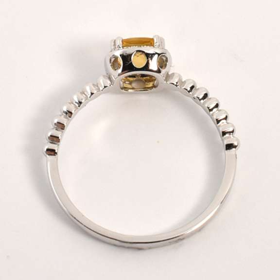 Suave Citrine & Diamond Ring in 14K WG