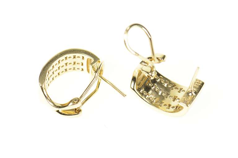 10K Yellow Gold 1.08 Ctw Diamond Semi Hoop French Clip Earrings