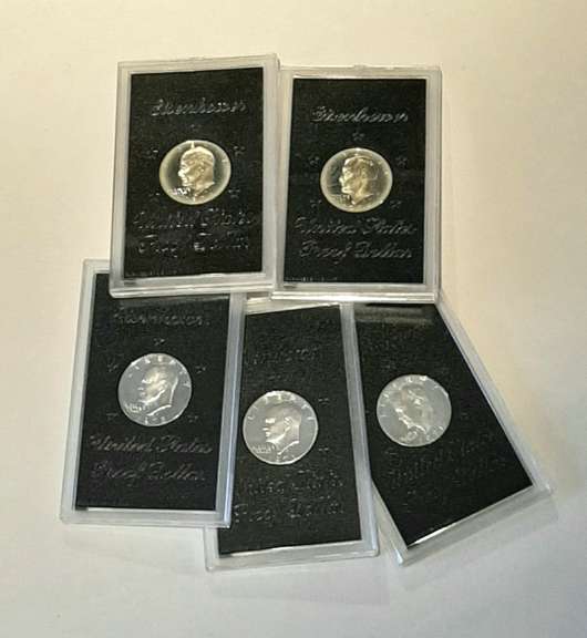 2 Each 1971-74 Proof Ike Silver Dollars