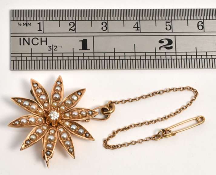 Antique Seed Pearl Starburst Brooch