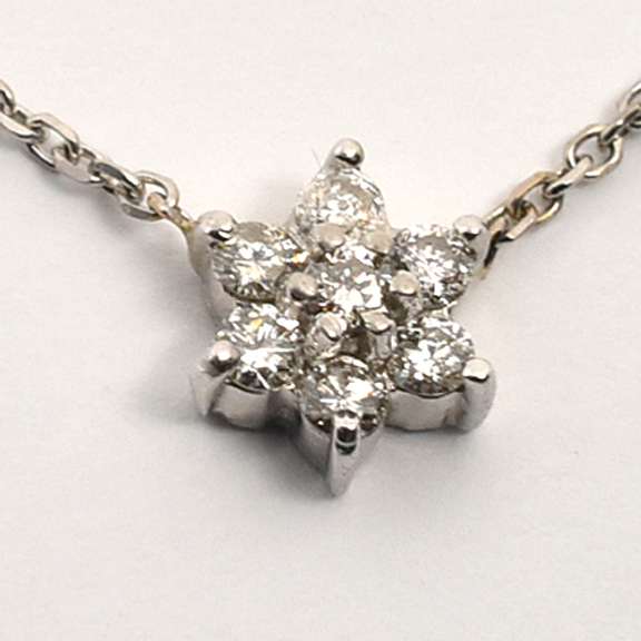 Pretty Diamond Cluster Necklace in 14K WG