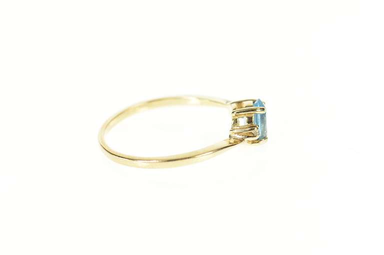 10K Yellow Gold Oval Blue Topaz Diamond Accent Bypass Ring