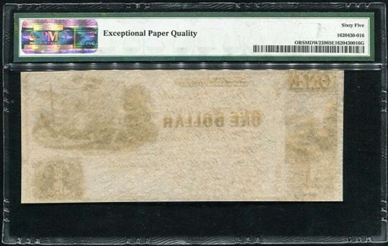 Gem Crisp 1840's $1 John H King Williamsport MD PMG 65 EPQ Tough Note!