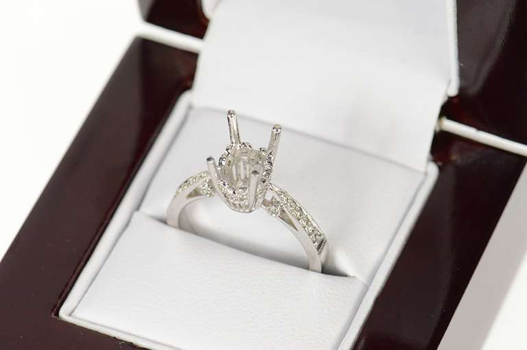 18K White Gold 0.18 Ctw Diamond Semi Mount Engagement Setting Ring