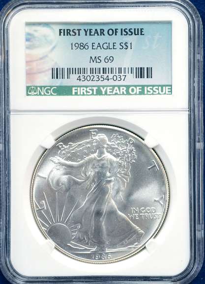 1986 Silver Eagle First Year of Issue NGC MS69