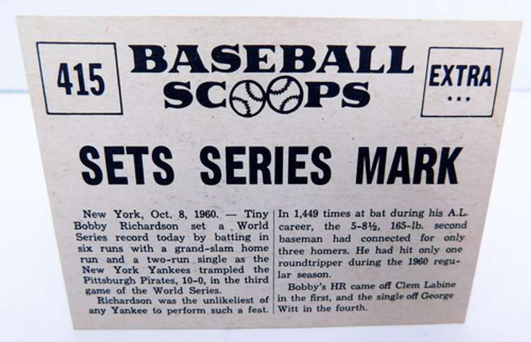 1961 Baseball Scoops Bobby Richardson Baseball Card